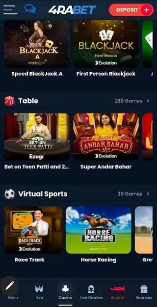 Kinds of Bets and Games at 4raBet